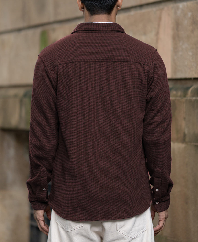 Coffee Structured Knit Shirt