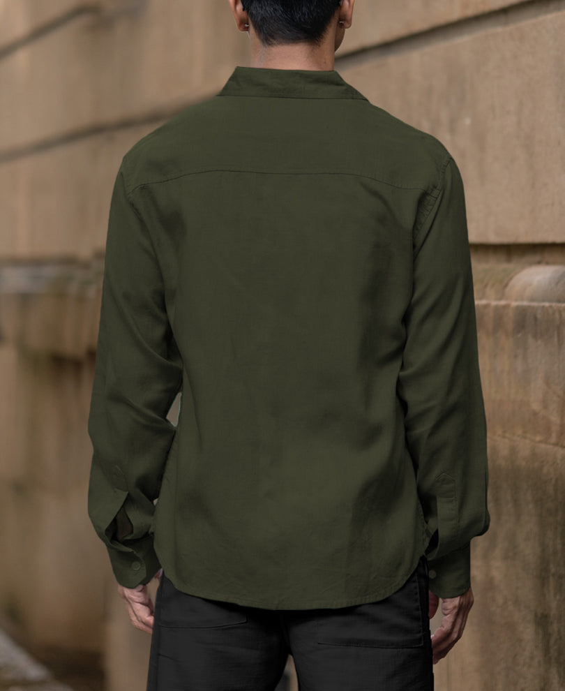 Olive Linen Blend Shirt