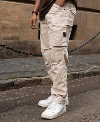 Light Beige Cotton Cargo Trouser