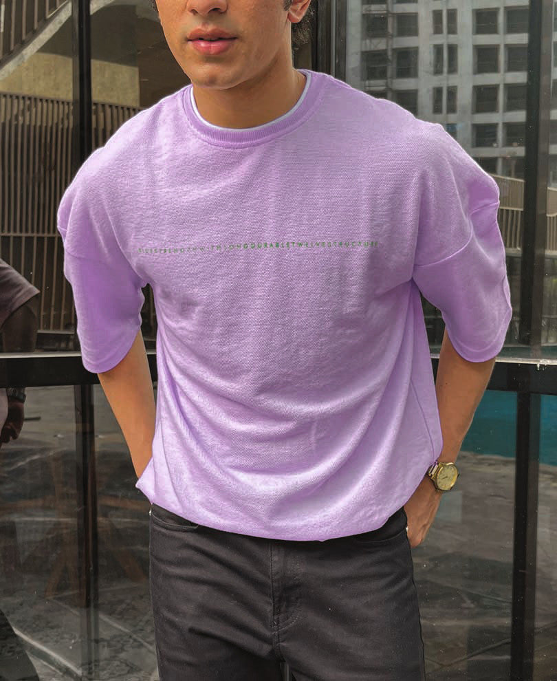 Purple Respect Back Print Oversized T Shirt