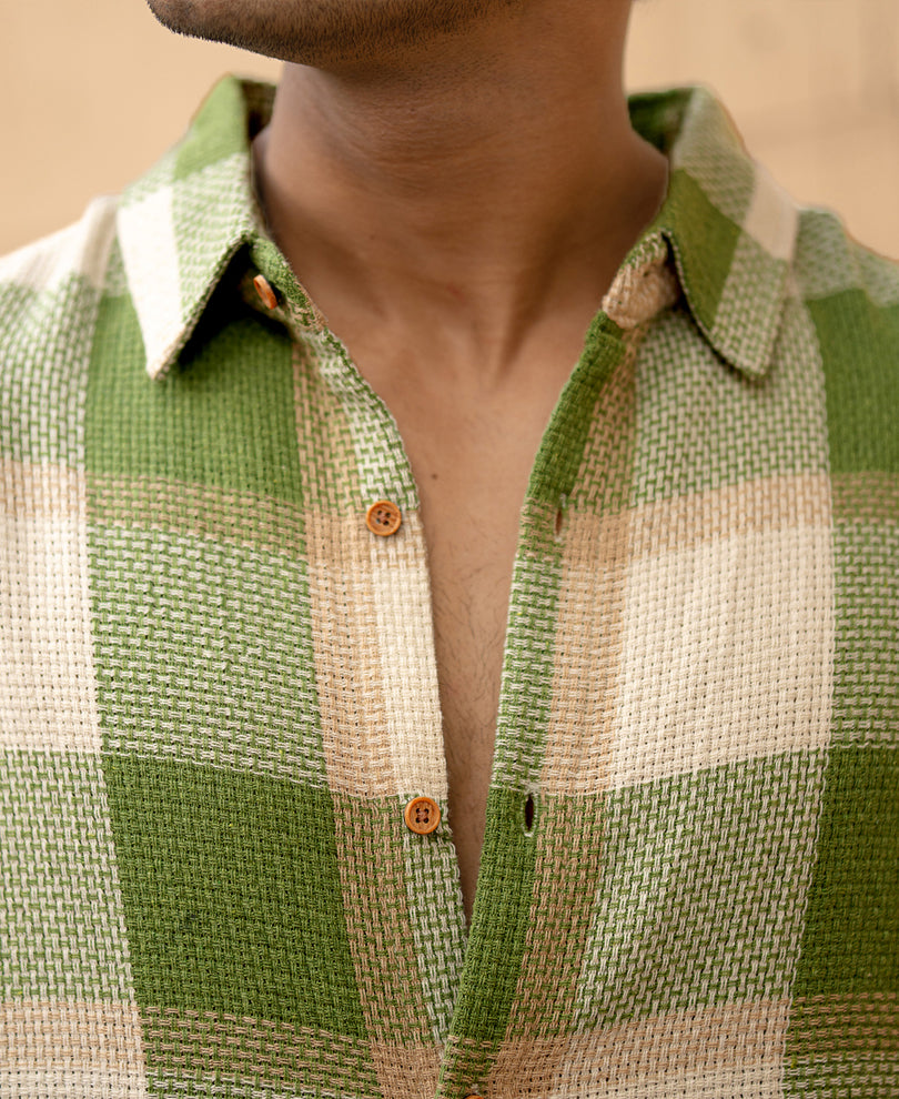 Green Structured Checks Shirt