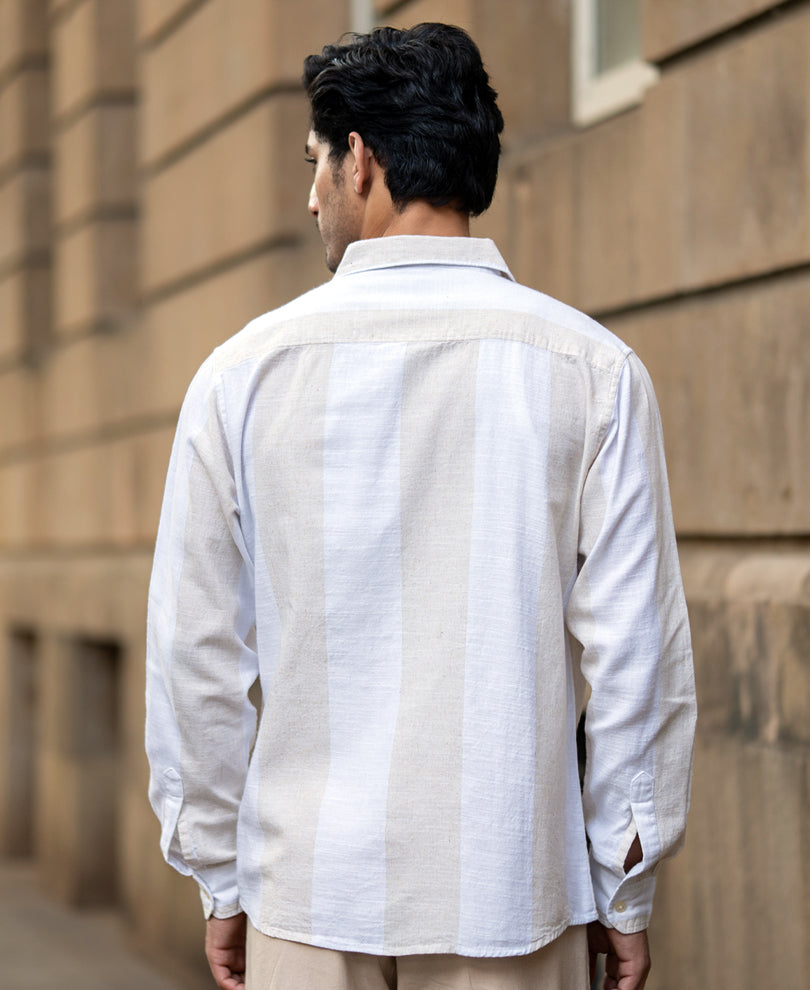 Natural & White Blend Stripe Shirt