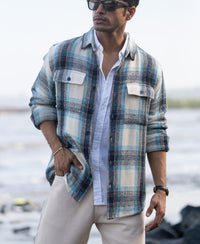 Blue Structured Check Shirt