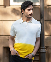 Yellow Ombre Knit Polo T-Shirt