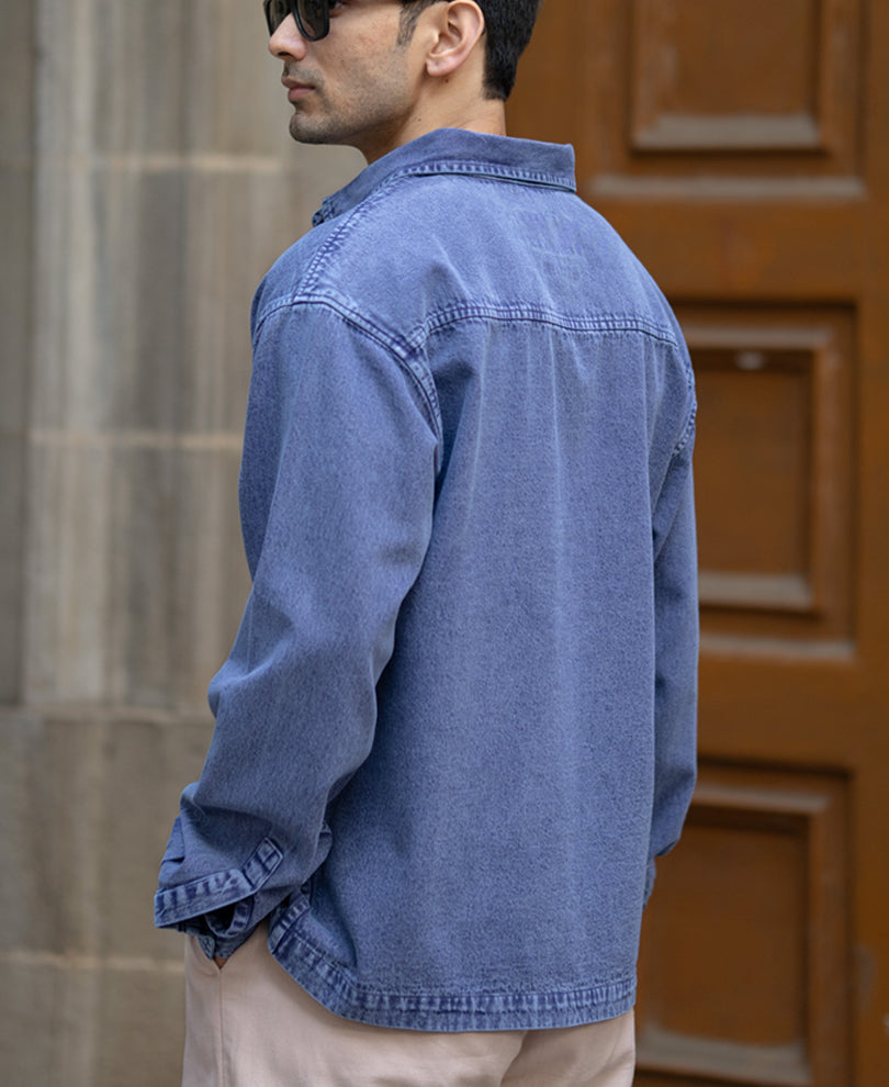 Blue Overdyed Twill Shirt.