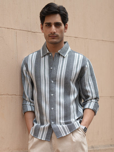Black Structure Striped Shirt
