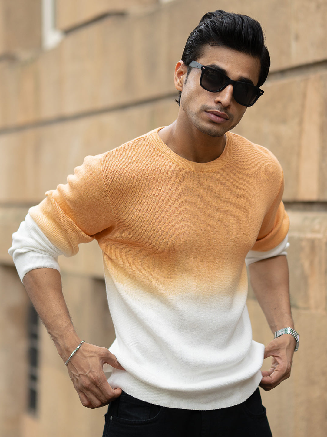 Apricot Orange Ombrãƒâ© Knit T-Shirt