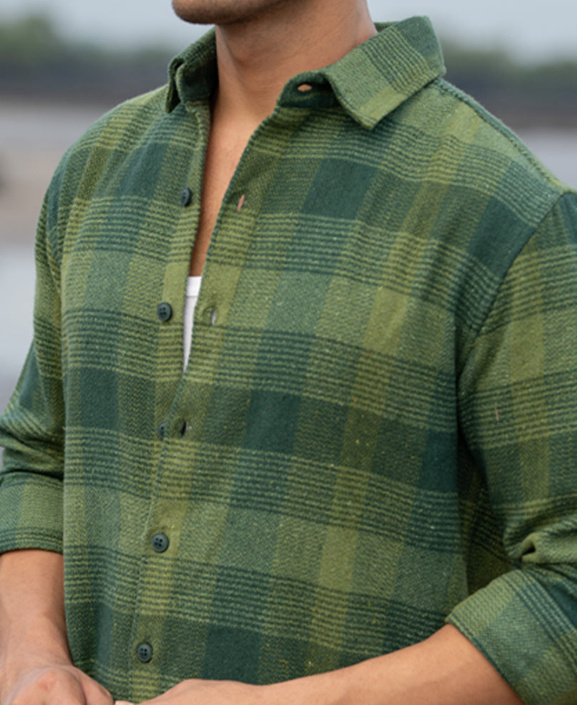 Green Structured Check Shirt