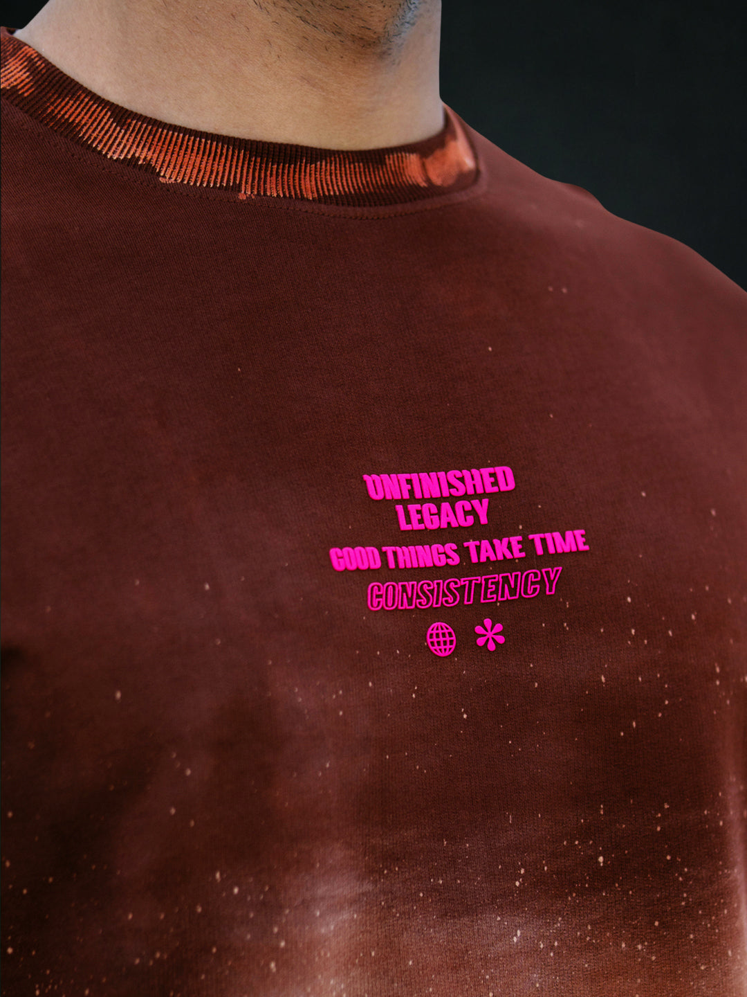 Brown Sprayed Graphic T-Shirt.