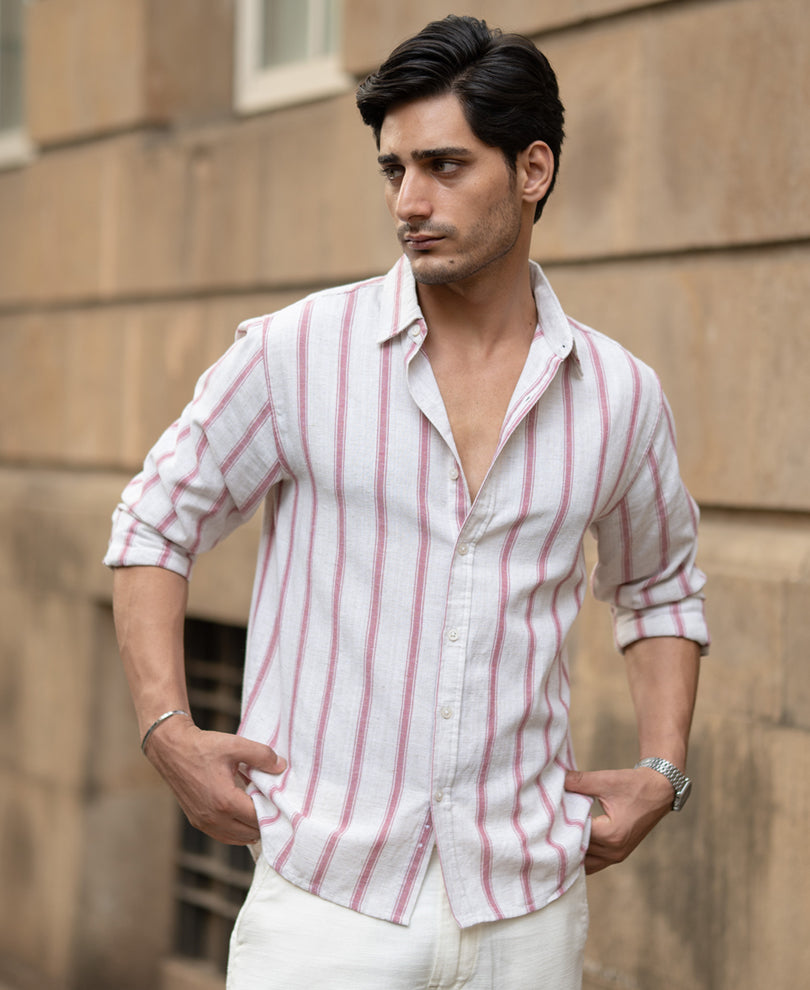 Pink & Natural Stripe Shirt.