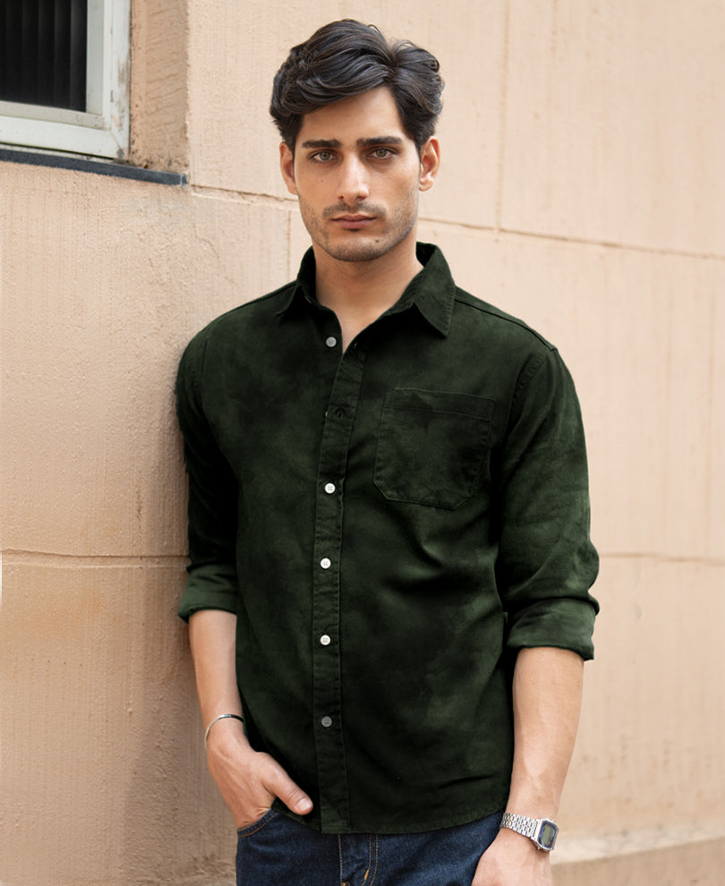 Dark Green Sprayed Shirt.