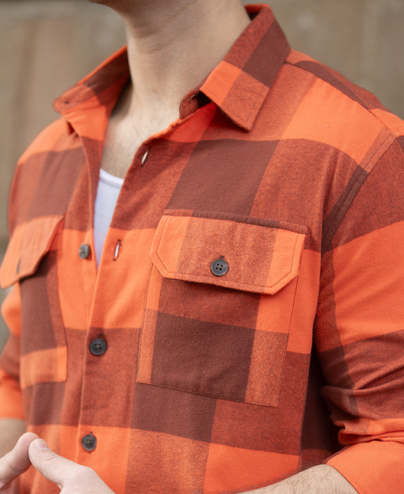 Rust Orange Checks Shirt