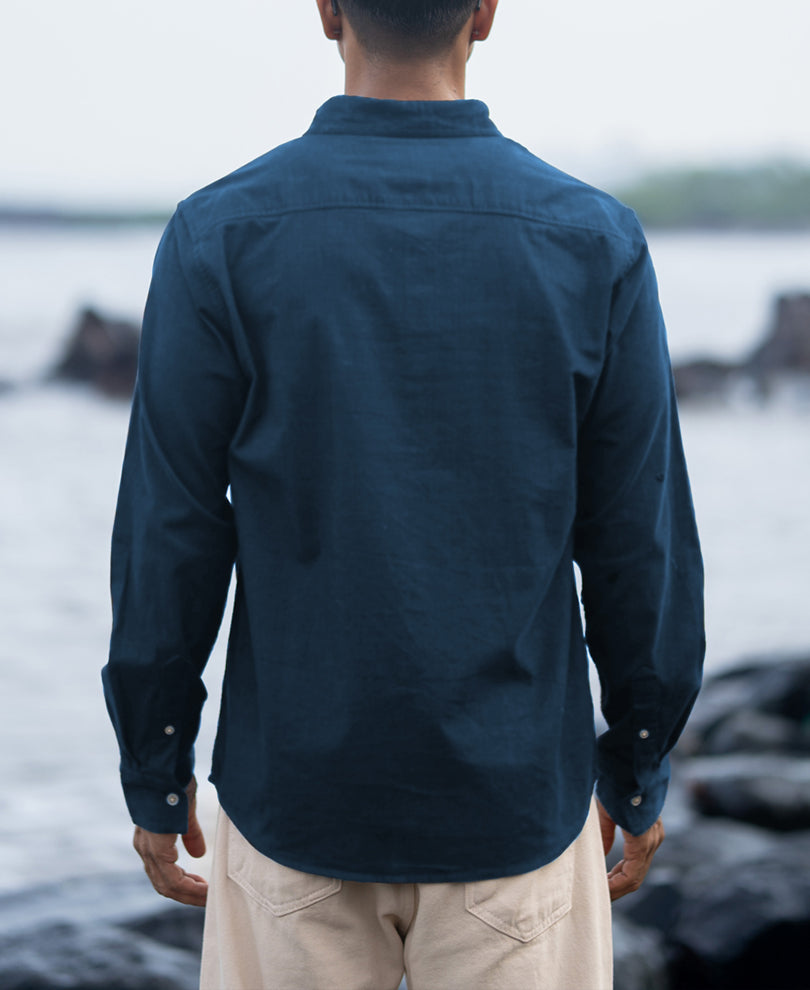 Moonlight Blue Linen Blend Shirt