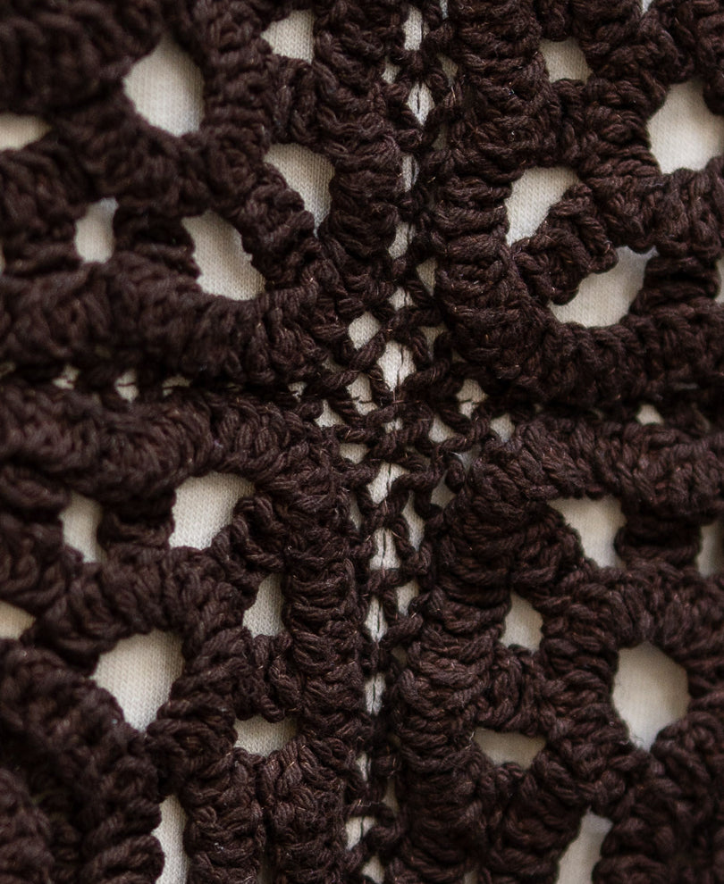 Cream Contrast Crochet Patch T-Shirt 100% Cotton