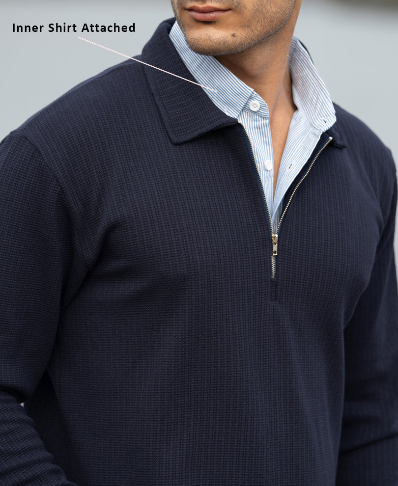 Navy Contrast Collar Polo T-Shirt