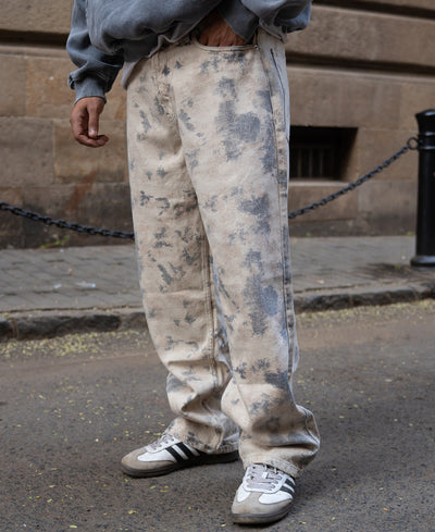 Abstract Print Baggy Jeans.