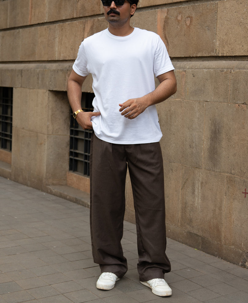 Brown Pleated Gurkha Pants