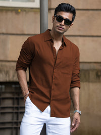 Bombay Brown Linen Blend Shirt