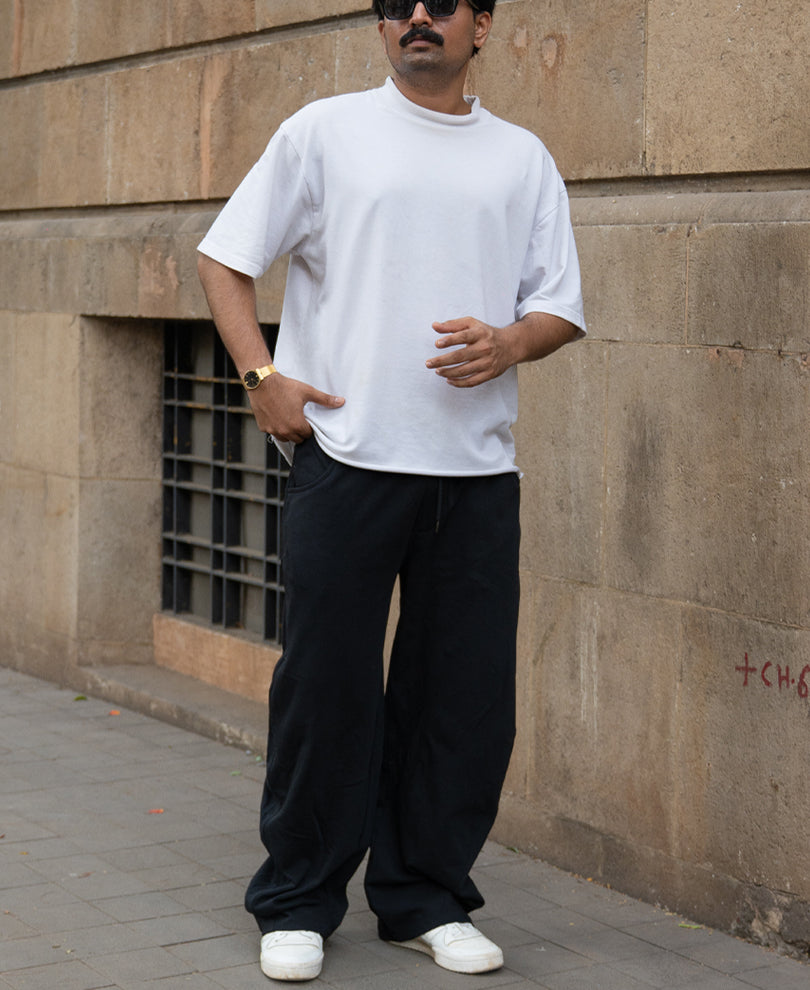 Black Barrel Fit Trackpants
