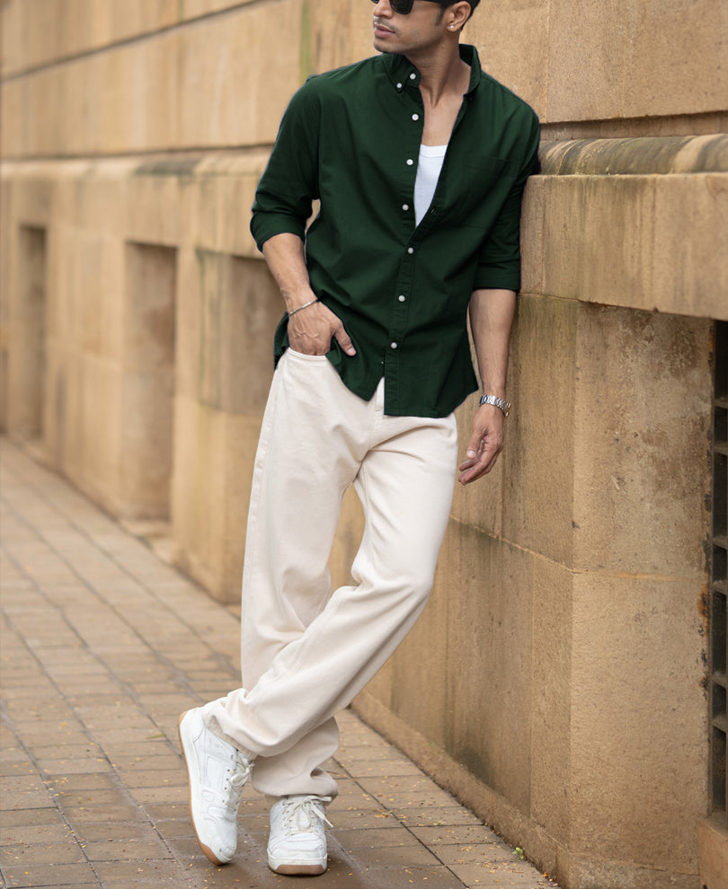 Emerald Green Cotton Oxford Shirt