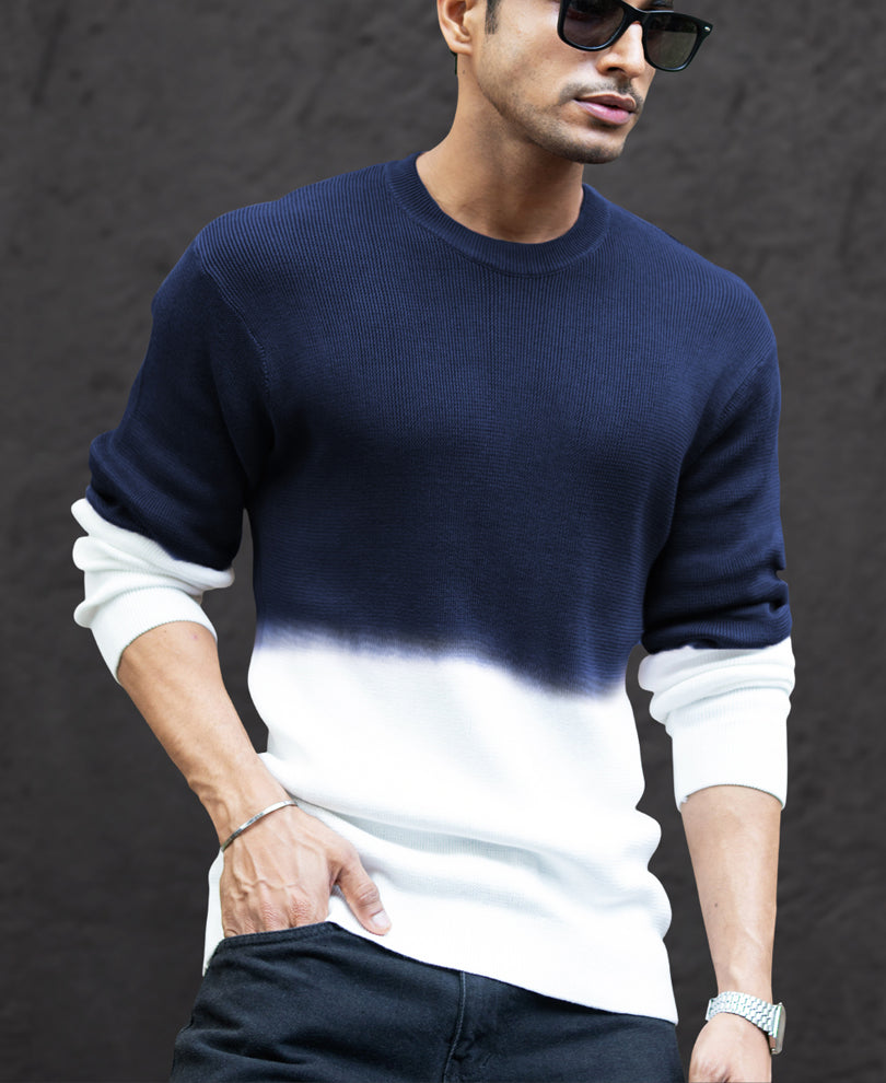 Navy Ombre Knit T-Shirt.