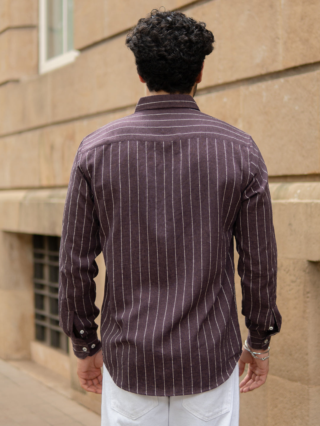 Brown Flowy Striped Shirt