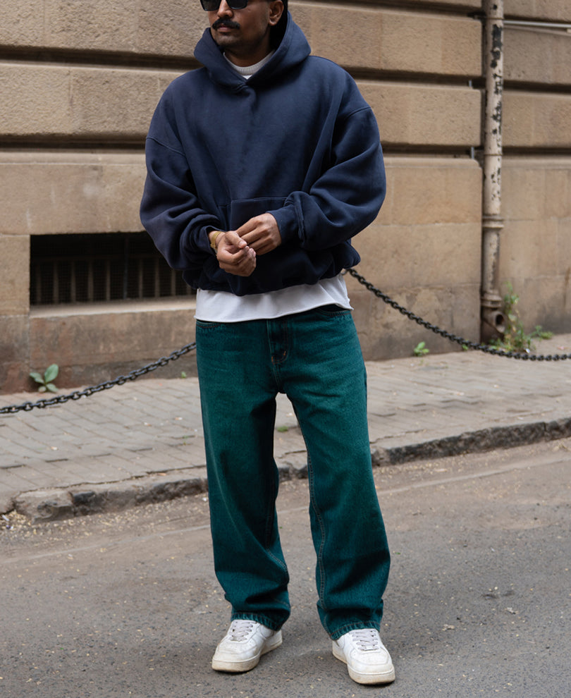 Blue Tinted Baggy Fit Jeans.