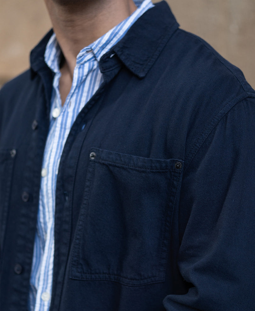 Navy Overdyed Twill Overshirt