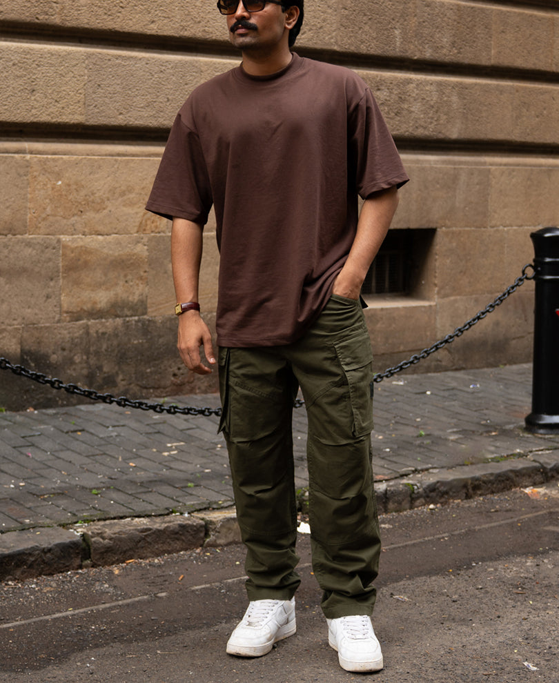 Olive Cotton Cargo Trouser