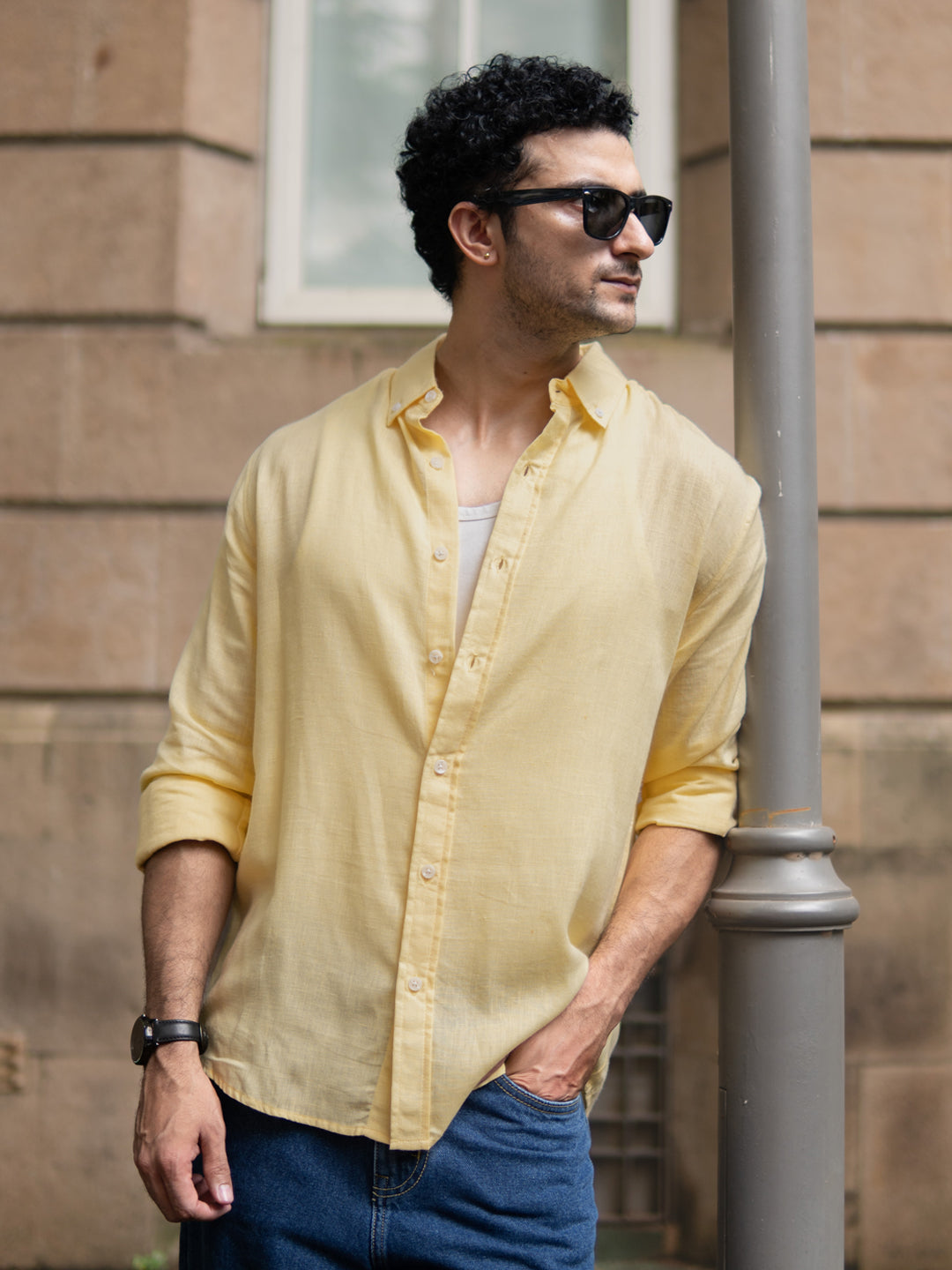 Butter Yellow Linen Blend Shirt