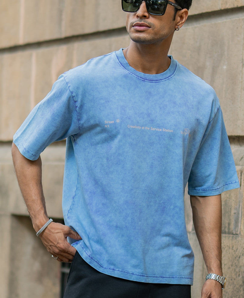 Purple Washed Graphic Half Sleeves T-Shirt.