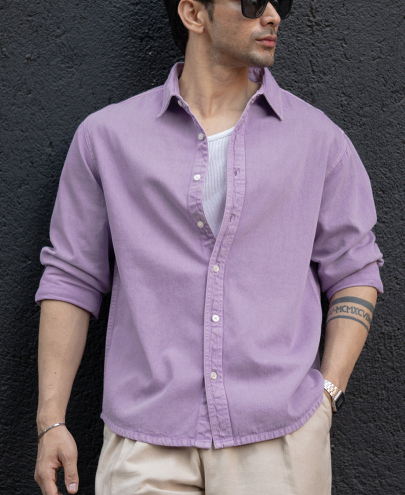 Lavender Overdyed Structured Shirt.