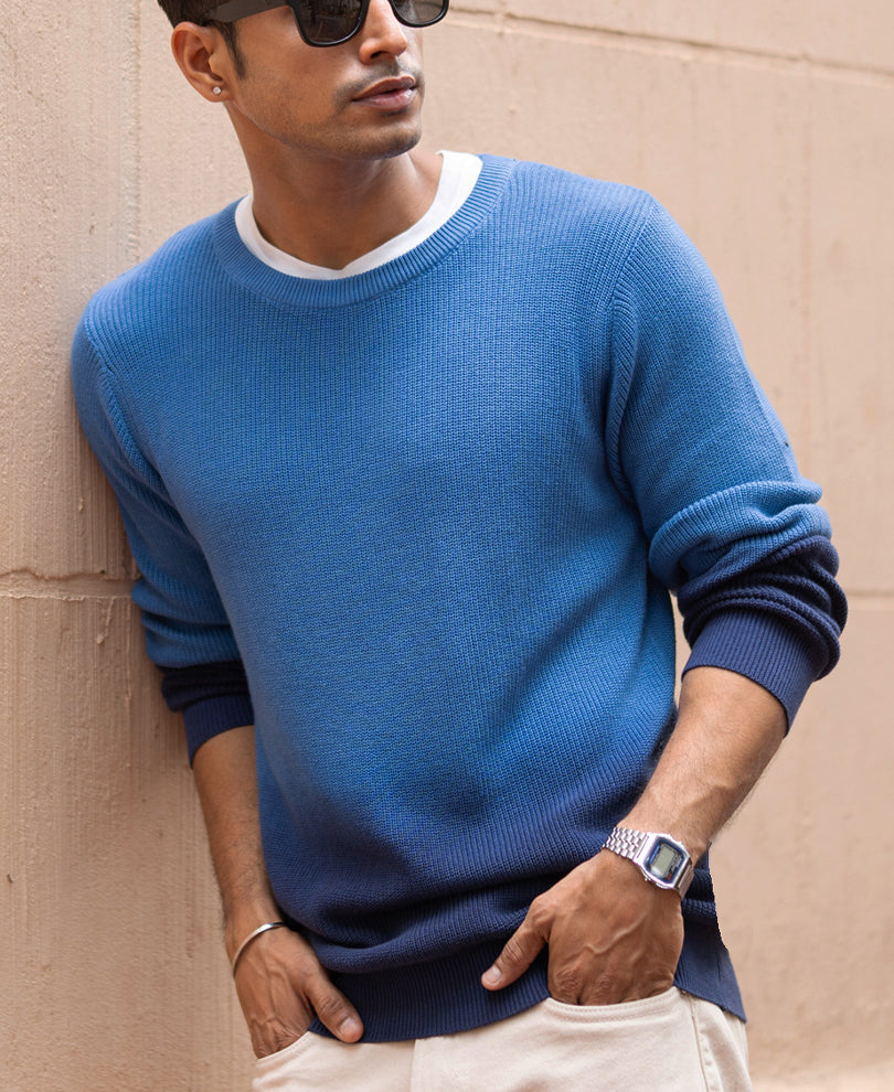 Blue Ombre Cotton Sweater