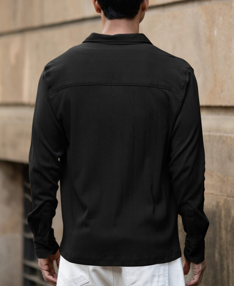 Black Double Pocket Knit Shirt