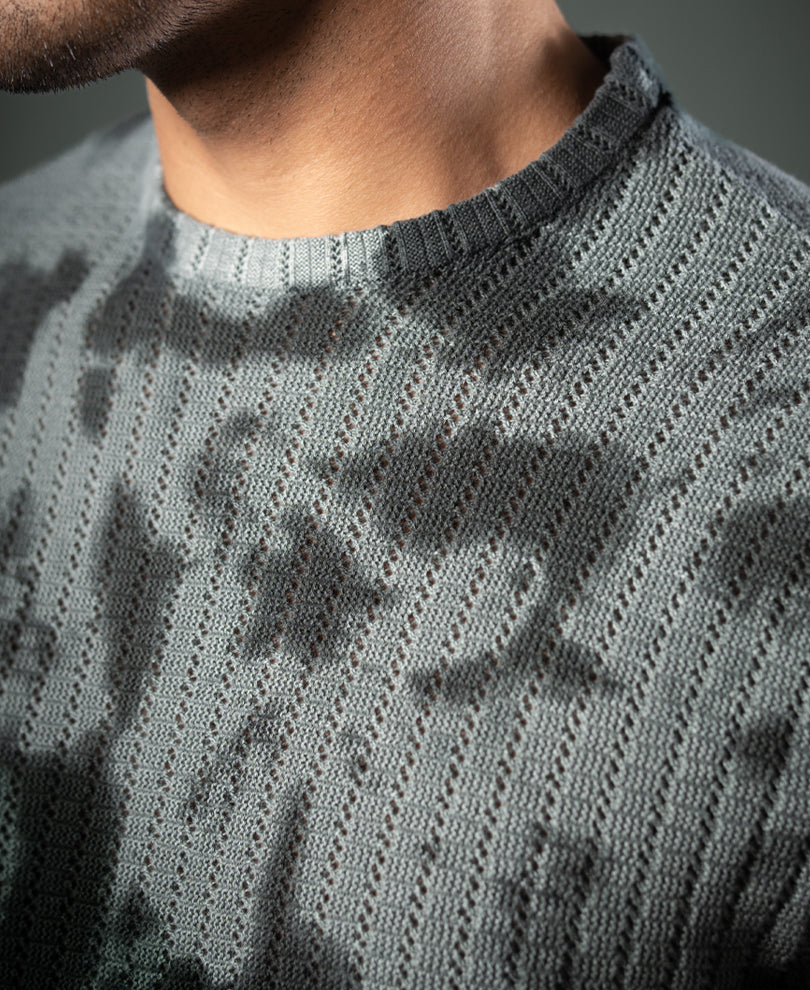 Grey Tie Dye Knit T-Shirt