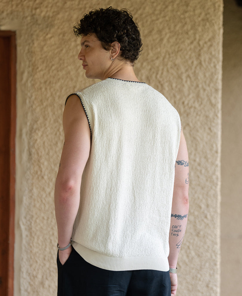 Cream Knit Structured Vest 100% Cotton