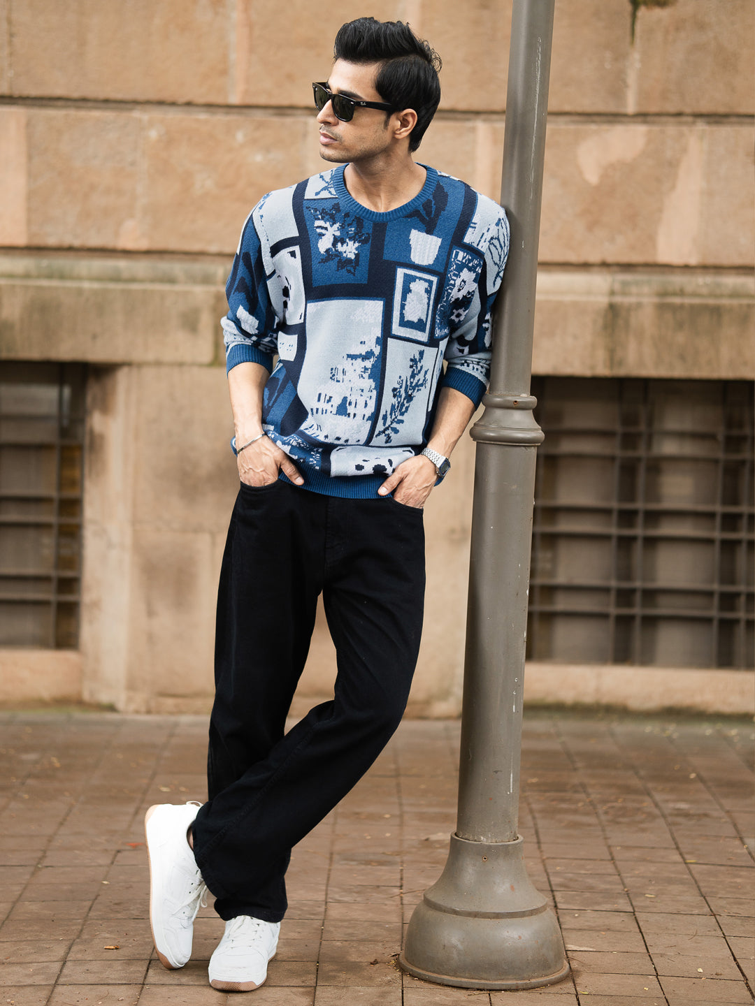 Multicolour Jaquard Knit T-Shirt
