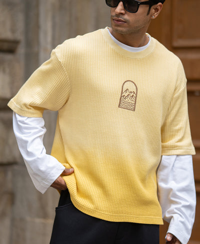Yellow Structured Ombre T-Shirt.