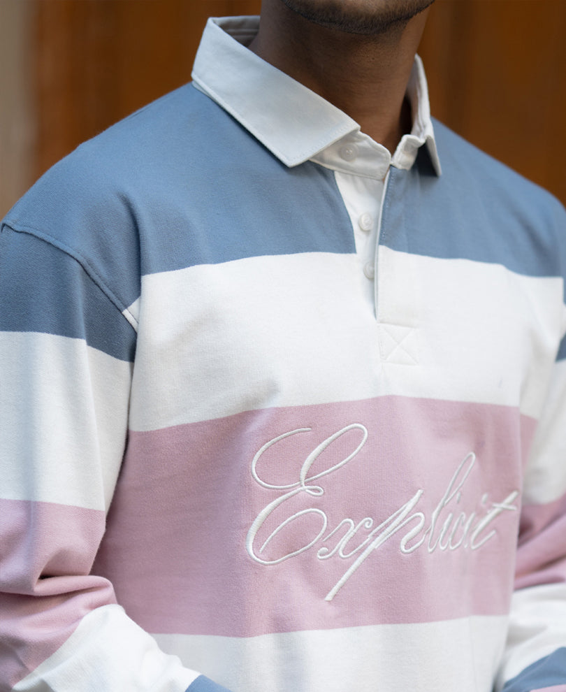 Multicolour Stripe Embroidered T-Shirt.