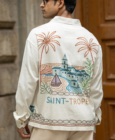 Linen Saint Tropez Print Shirt 100% Cotton