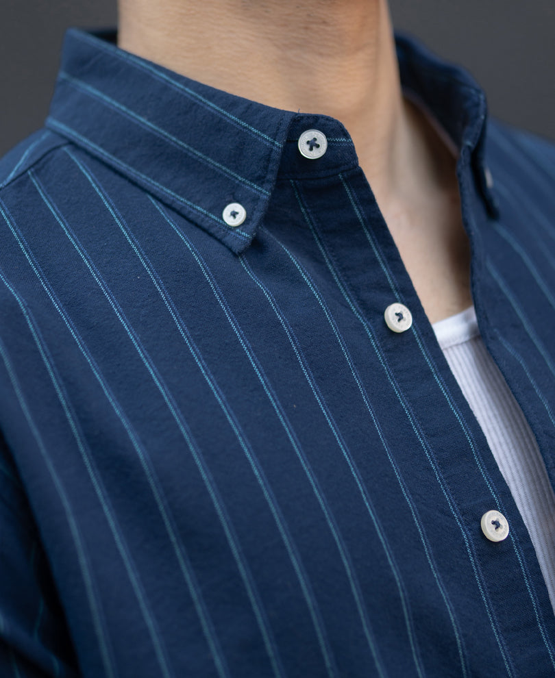 Navy Oxford Stripe Shirt
