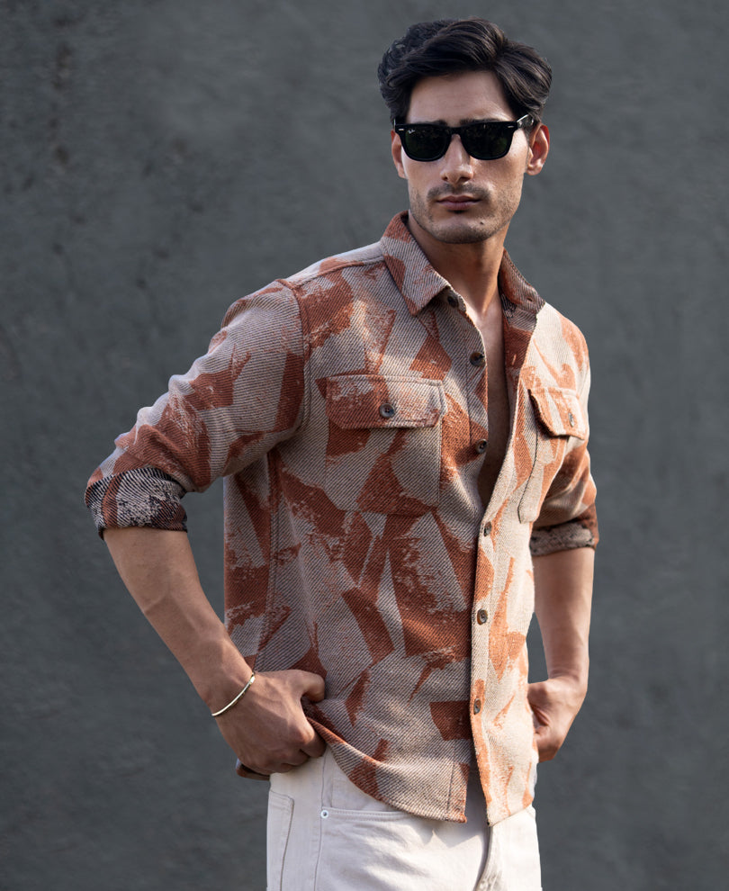 Ochre Jacquard Overshirt.
