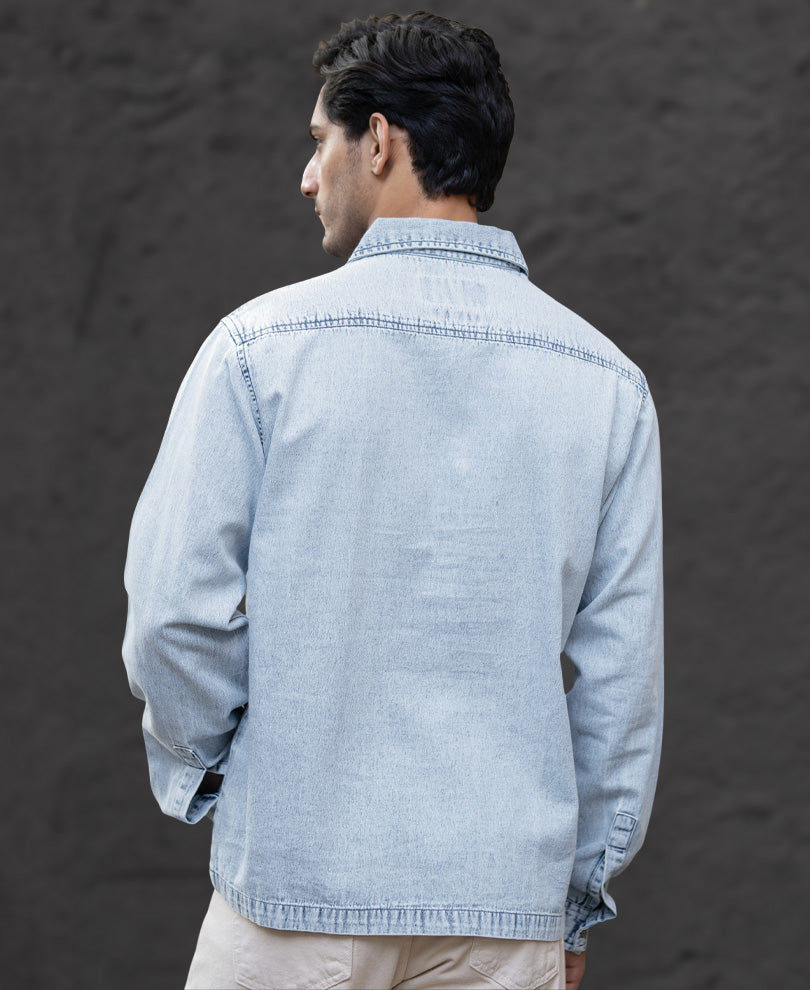 Light Blue Denim Kurta Shirt.
