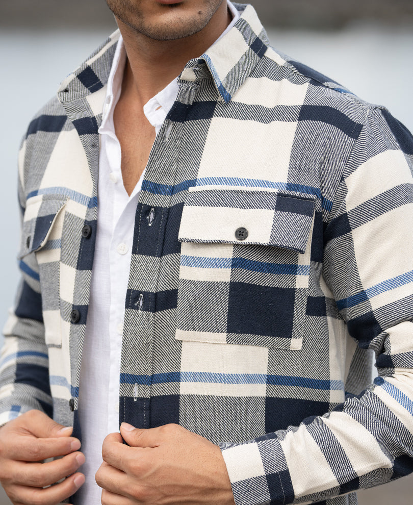 Navy Structure Checks Shirt