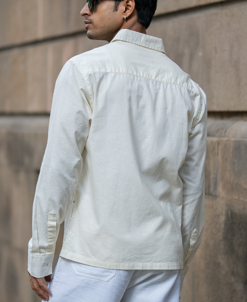 Cream Embroidered Lightweight Shirt