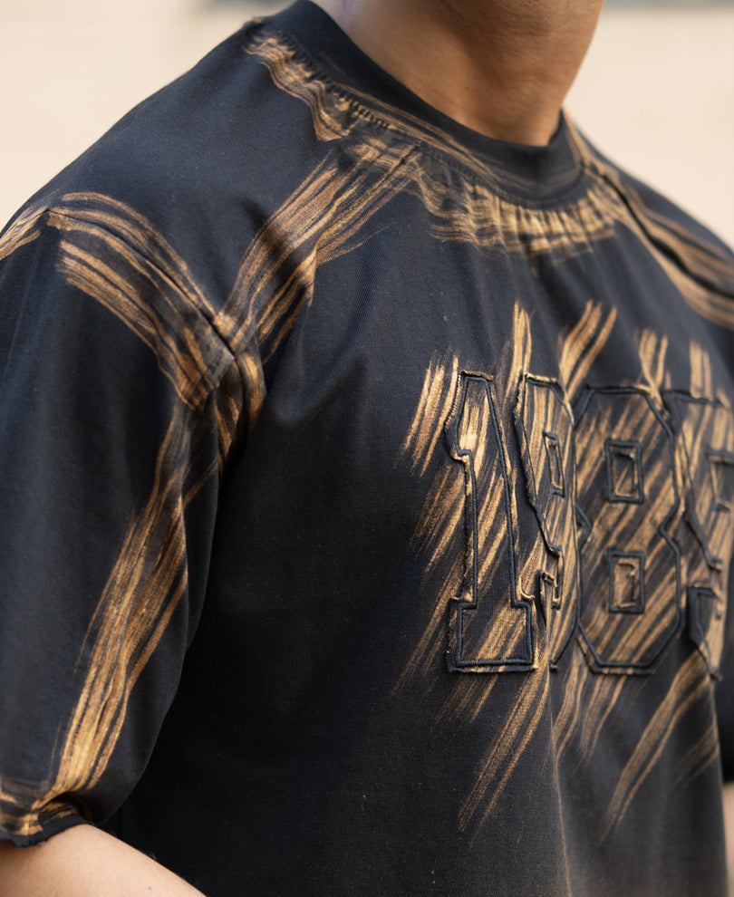 Black Bleached Applique T-Shirt.