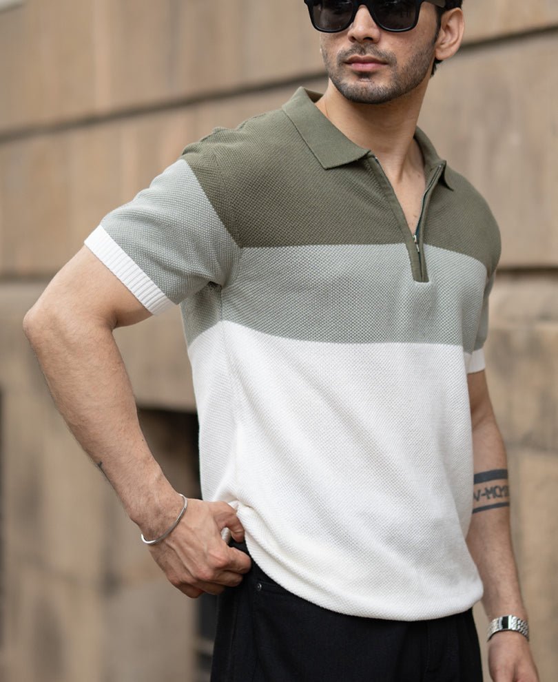 Green Knit Stripe T-Shirt