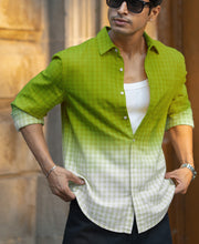 Lime Green Ombre Checks Shirt