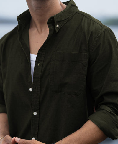 Dark Olive Corduroy Buttondown Shirt