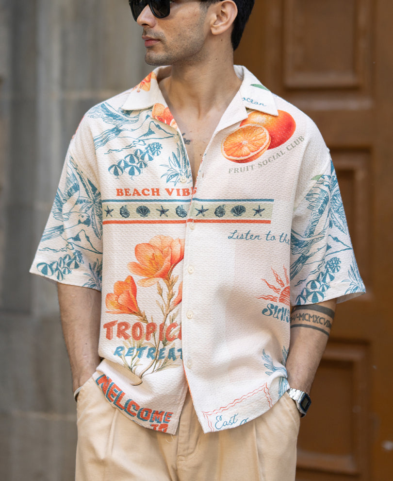 Tropical Print Structured Shirt.